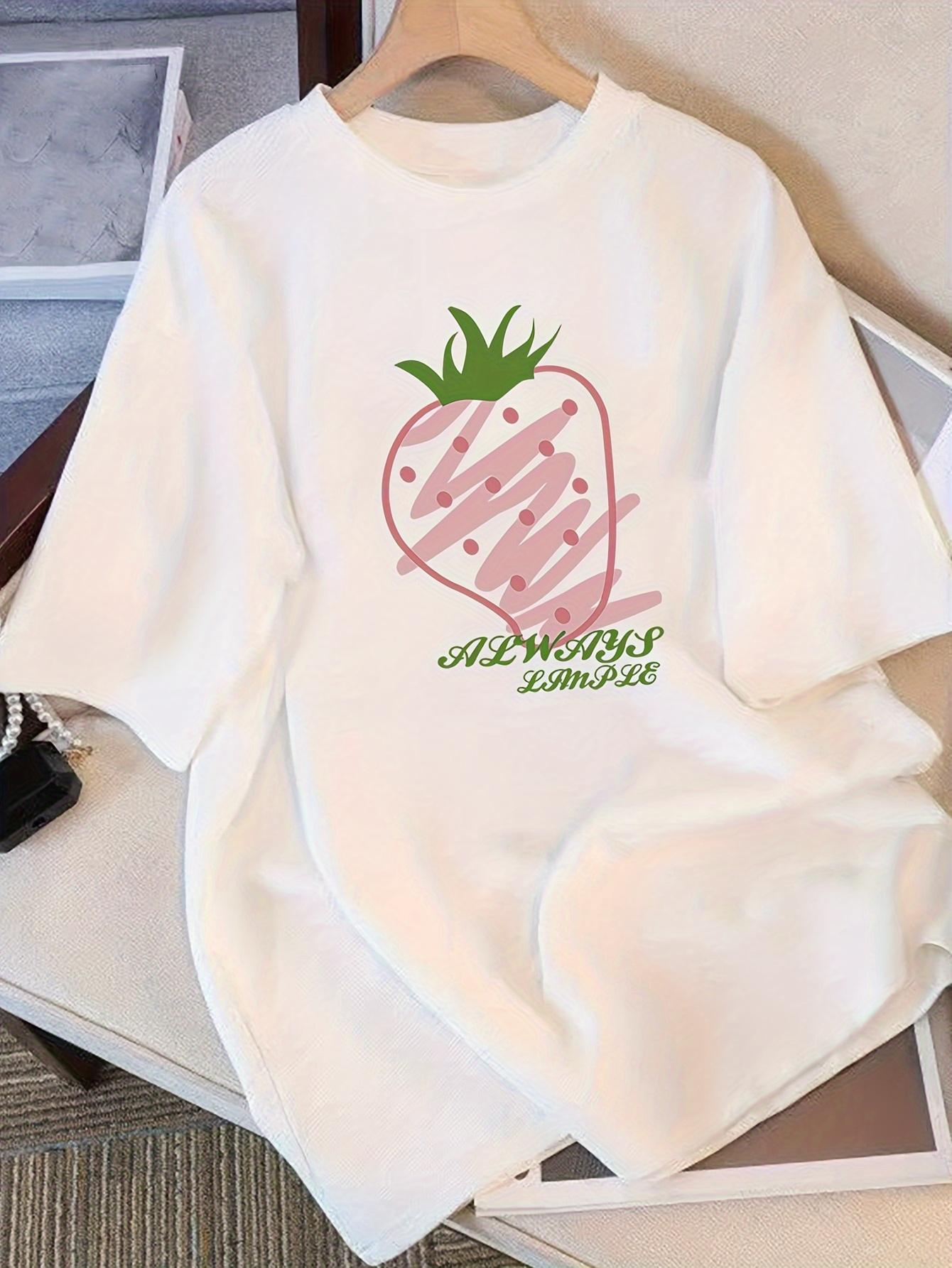 

WomenS Casual Sleeve Geometric Strawberry Print Lightweight Breathable Summer Essential for And Casual Attire Strawberry Shirt S