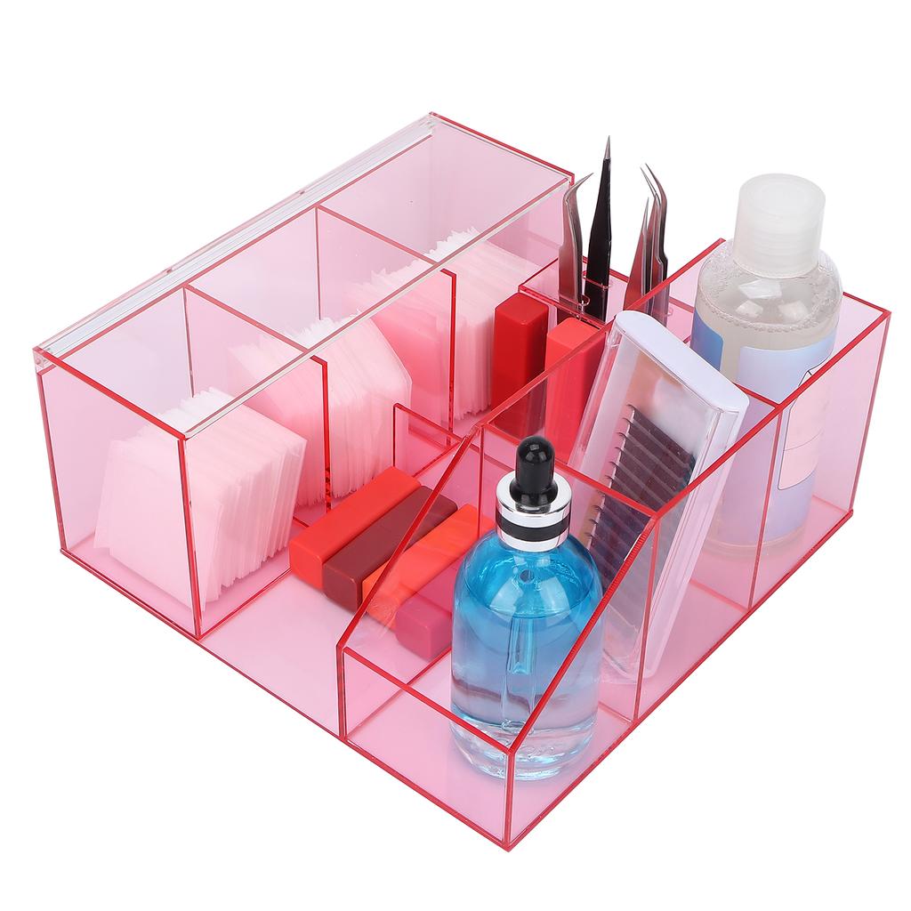 Large Capacity Eyelash Grafting Nail Art Tattoo Tool Storage Box Case Organizer (Pink Transparent)