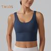 Yoga Vest Bra with Fixed Breast Pads Deep V Back Design Sport Vest Solid Color Shockproof Bra Top Running Fitness Camisole