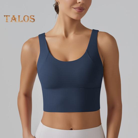 Yoga Vest Bra with Fixed Breast Pads Deep V Back Design Sport Vest Solid Color Shockproof Bra Top Running Fitness Camisole