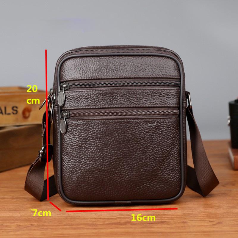 Genuine Cowhide Leather Men Travel Sling Bag Casual Shoulder Crossbody Bags for Male Casual Messenger Bag Satchel Bags