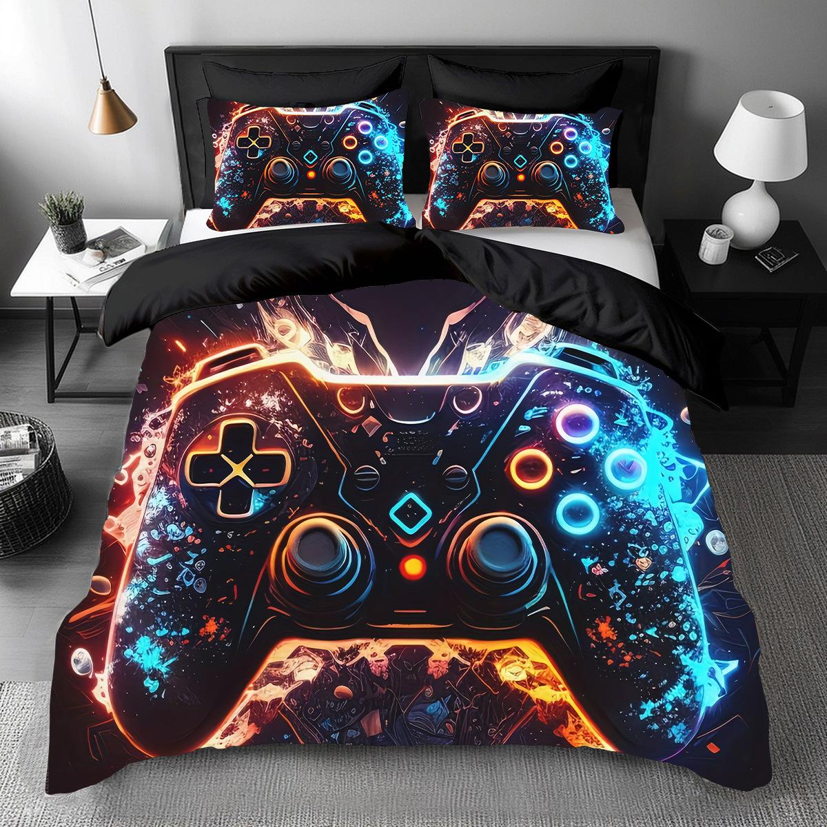 Three-Piece Digital Printing Kit Bedding, Gamepad Home Textiles Three-Piece Quilt Cover 135 * 200Cm 50 * 80cm * 1 two-piece set