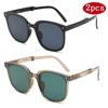 1/2pcs Fashion Folding Sunglasses Female Rivet Sun Glasses Simple Design Large Frame Retro Goggles For Convenient Travel Oculos