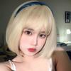 Korea Short Bobo Wig for Young Women Daily Use Synthetic Fiber Breathable Hair Extensions Ladies Straight Hair Head Cover