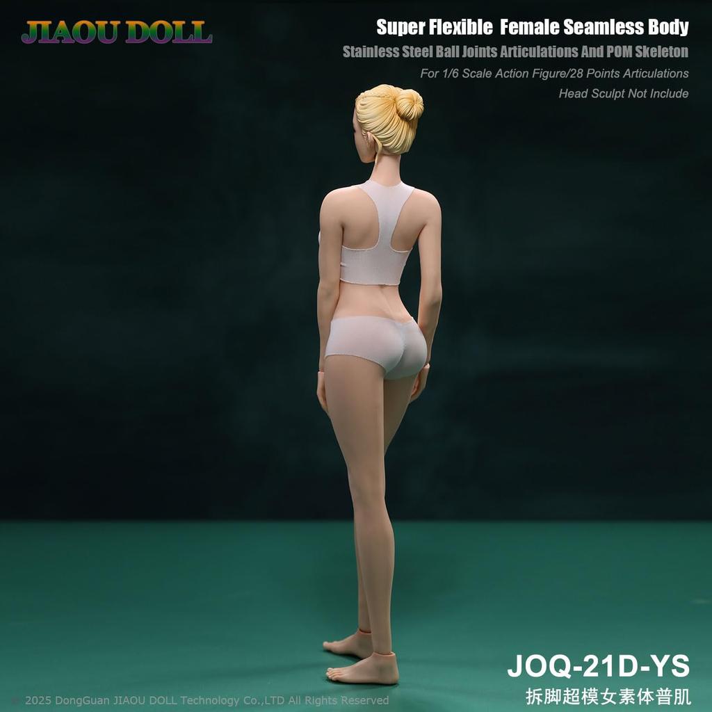 OBEST 1/6 JIAOU DOLL Figure, Super Flexible Seamless Action Figure with Detachable Legs, Movable Female, 9-Head Body, Headless, JOQ-21 D-YS, Skin Tone