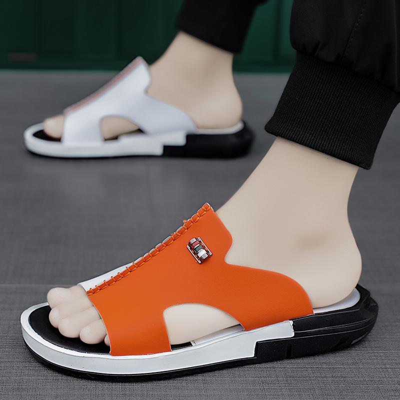 Fashion CYYTL Mens Slippers Casual Shoes Summer Beach Sandals Outdoor Slides Leather Walking Comfort Luxury Designer Fashion Lightweight