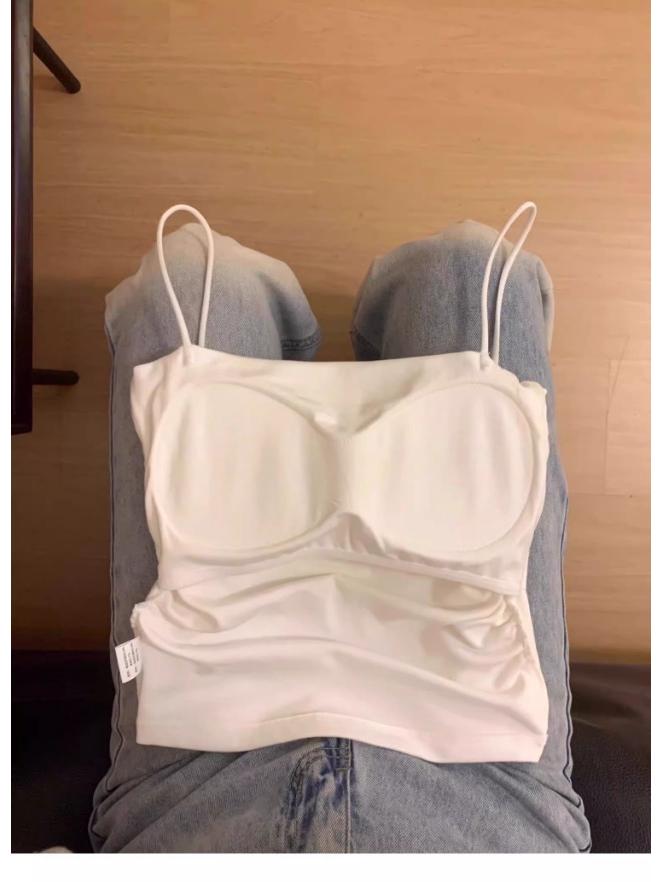 Spicy Girl Ruched Cotton Camisole with Fixed Cup and Chest Pad