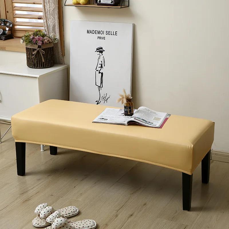 Waterproof Dining Bench Cover PU Stretch Washable Upholstered Bench Slipcover Seat Protector Bench Covers for Dining Room