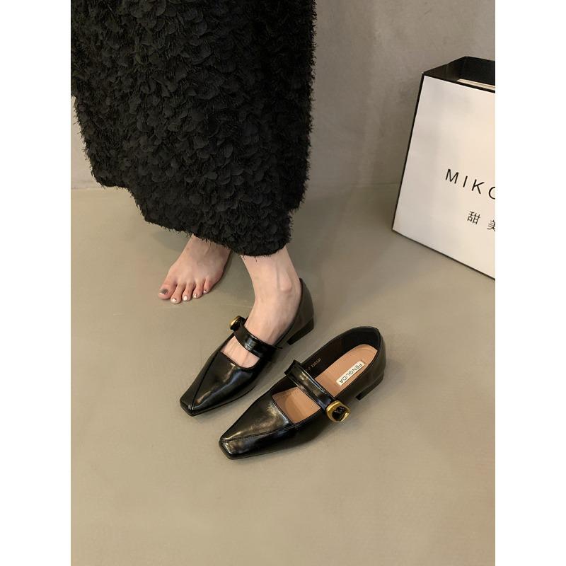Shallow single shoes women's low heels spring new retro temperament evening Mary Jane shoes
