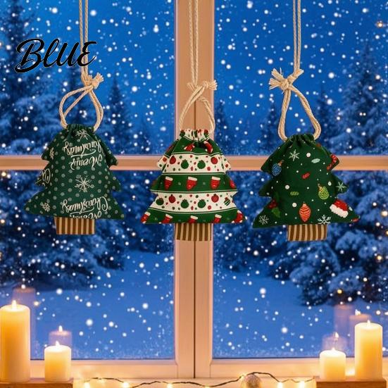 Christmas Gift Bags Tree Shaped with Drawstring Reusable Holiday Fabric Bags Decor Winter Goodie Storage Pouches for Present Wrapping Party Favors