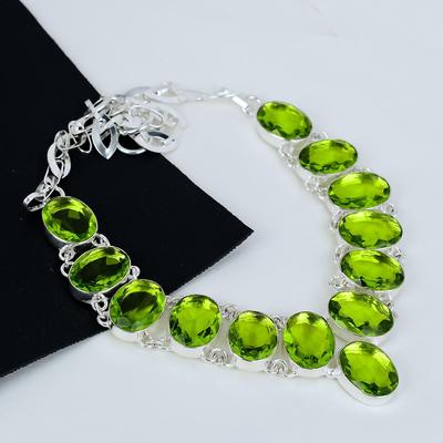 Peridot Silber Halskette, Peridot Grün Farbe Schmuck, Peridot Edelstein, 925 Sterling Silber Schmuck, Hochzeit zierliche Halskette für Geschenke