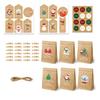 24Pcs/Set Christmas Gift Bag Santa Claus Snowman Deer Pattern Paper Treat Boxes Candy Packaging Festive Goodie Bags Decoration