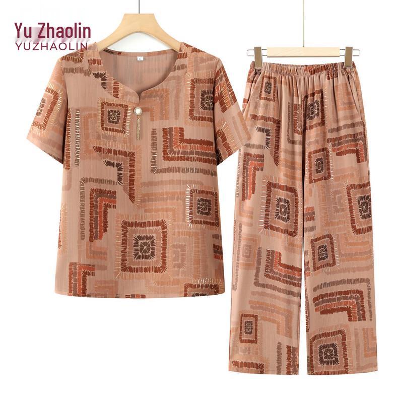 YUZHAOLIN Women s Plus Size Striped Short Sleeve Summer Set 5XL