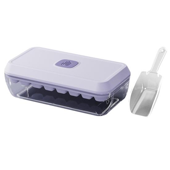Ice Cube Tray with Lid And Bin Press-Button Release Ice Mold for Freezer