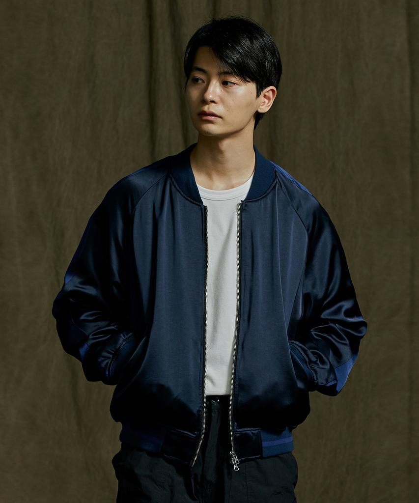 Frizmworks Viscose Satin Jacket _ Navy