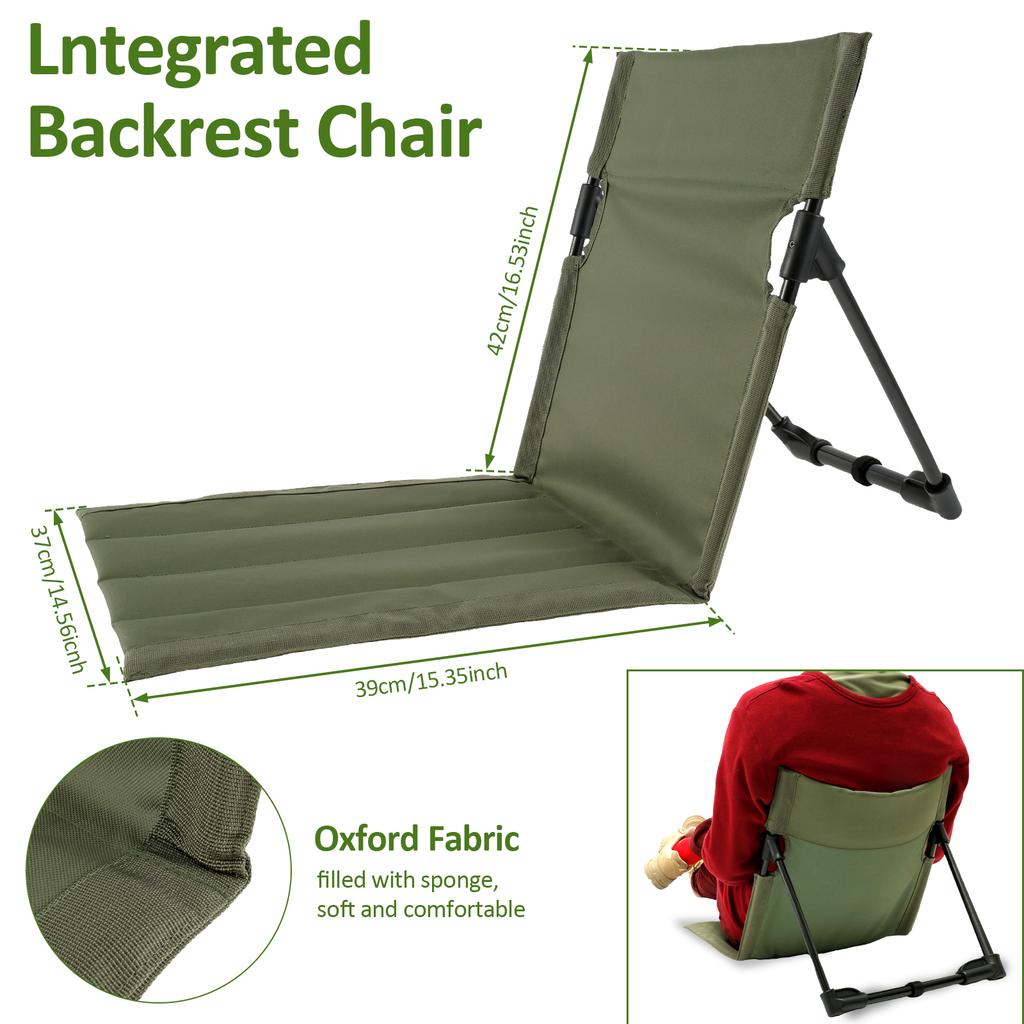 Portable Foldable Camping Chair Outdoor Garden Single Lazy Chair Backrest Cushion Picnic Folding Back Chair with Storage Bag