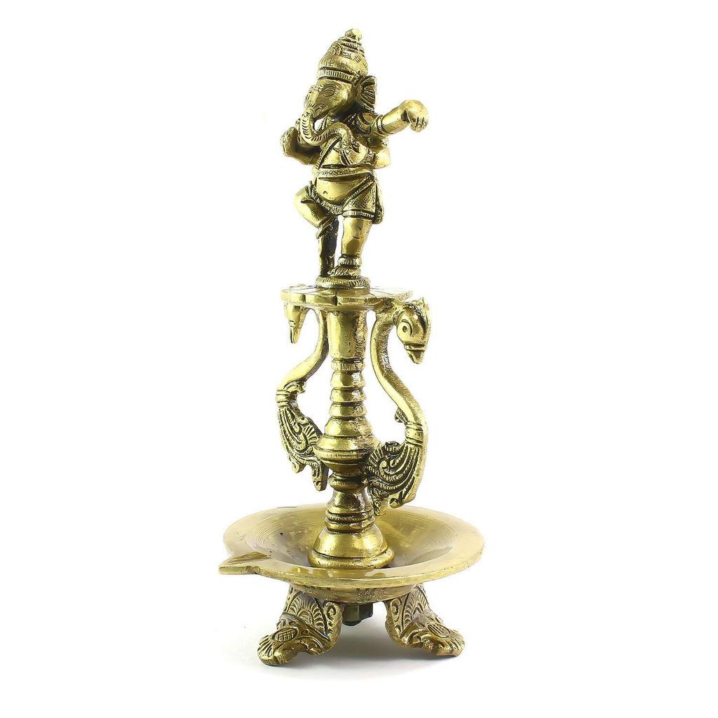 Lord Ganesha Deepak Mässing Oljeflamma Diya Ställ