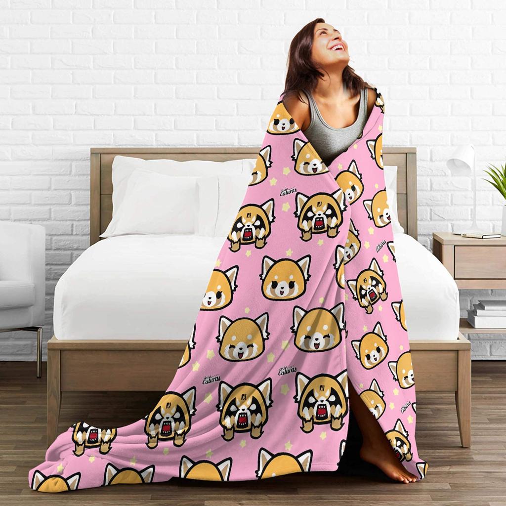 Warm BlanketChild Picnic Aggretsuko Throw Blanket  Flannel Bedspread For Couch Chair Sofa Bed Comfortable Sofa Bed Cover