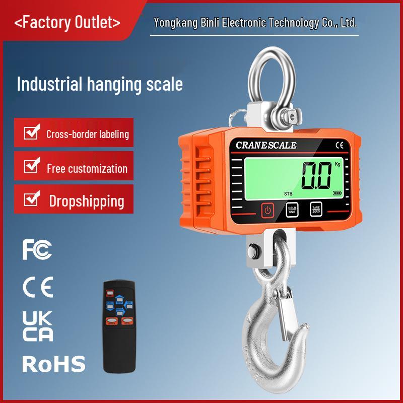 2T Industrial Electronic Hanging Scale with LCD Display and 2000KG Capacity