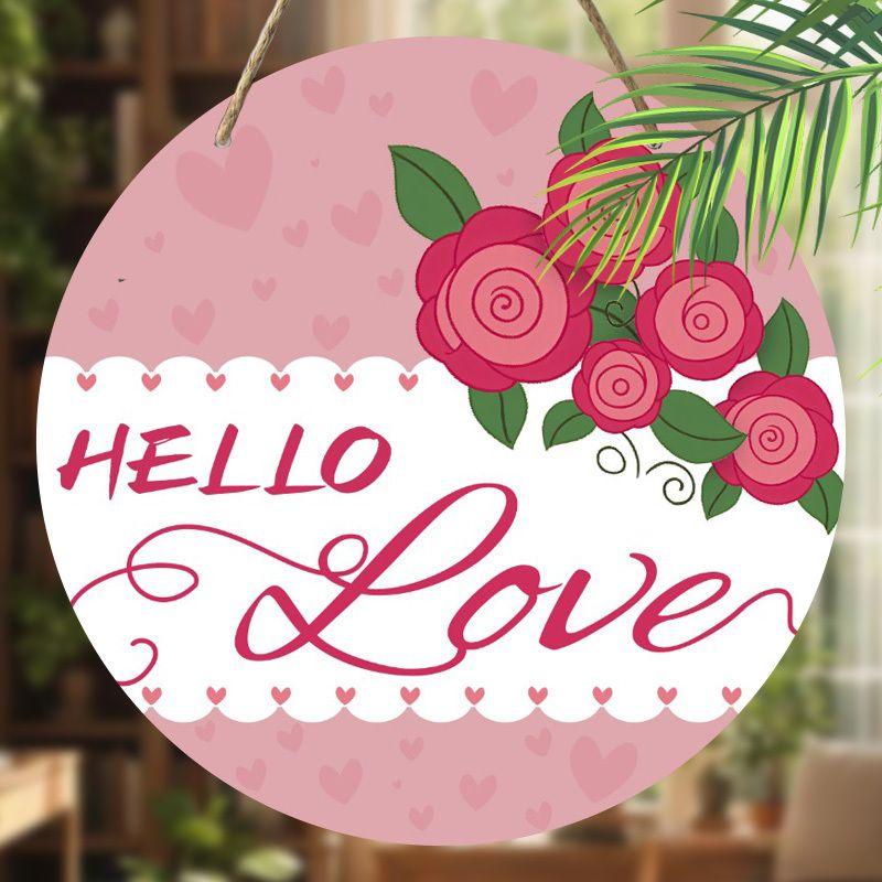 2D Flat Hanging Decorative Signs,interior Wall or Door decoration,"HELLO Love"logo,garden decoration,Valentine's Day Gift for Girlfriend