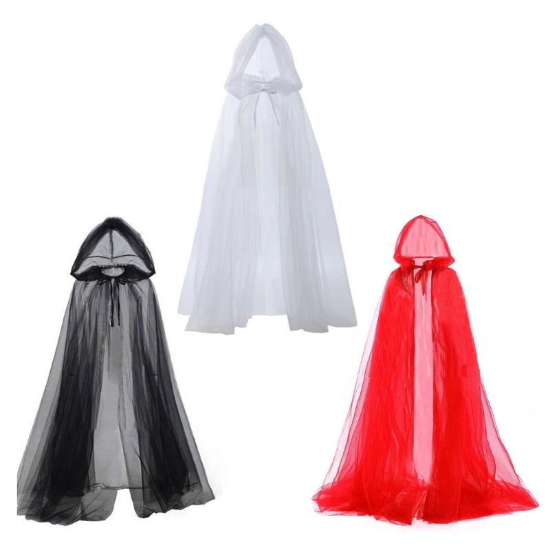 Clear Cape With Adjustable Hoods Comfortable Halloween Party Wear Foldable Costume Accessory Sheer Witches Costume