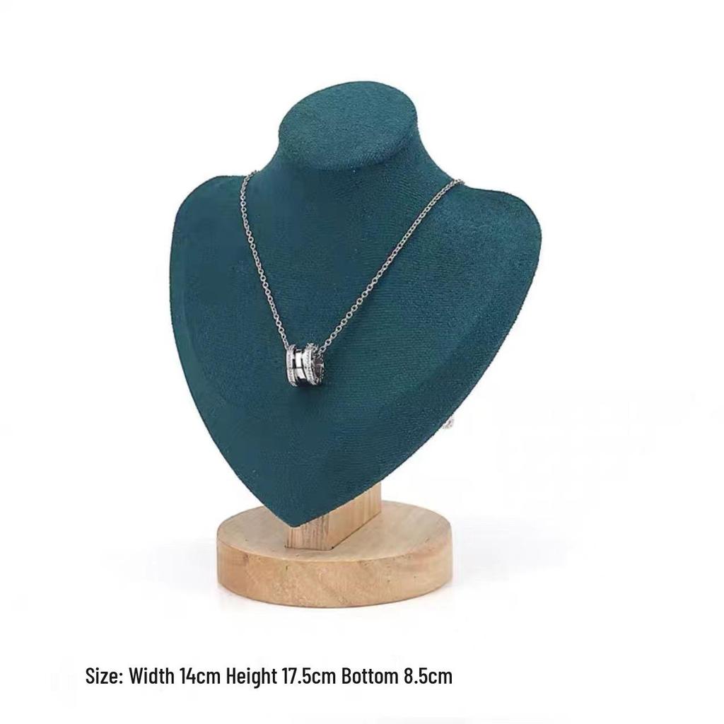Solid Wood Velvet Jewelry Display Stand for Necklaces and Pendants
