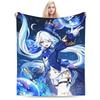 Furina Genshin Impact Cartoon Spiel4 Decke Reise Büro Flanell Überwurfdecke für Couch Sessel Sofa Bett Weiche Tagesdecke Geschenk