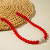 Boho Beaded Jewelry Set Irregular Imitation Pearl Charm Necklace Bracelet for Summer Beach Vacation Accessory