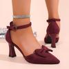 2026 Neue Mode Schleife Verziert Damen High Heel Sandalen Sommer Einfarbige Elegante Spitze Trendiger Taschenabsatz Sandalen