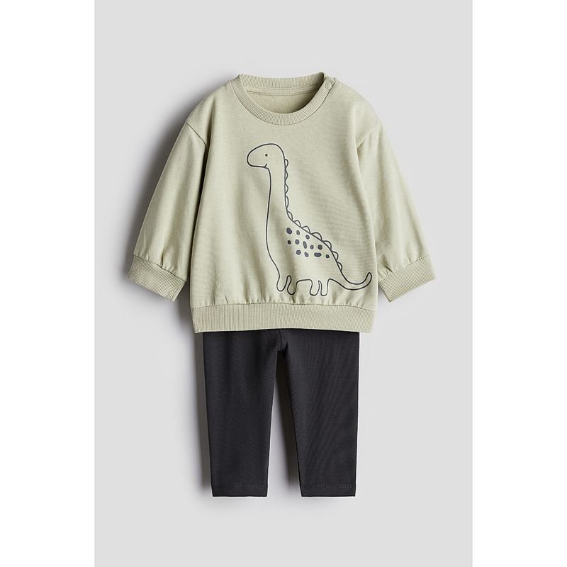 

HM Children s Clothing Men s Baby Clothes Autumn 2025 New 2-Piece Sweatshirt and Leggings Suit 1170051 Green 66/44(2-4m)
