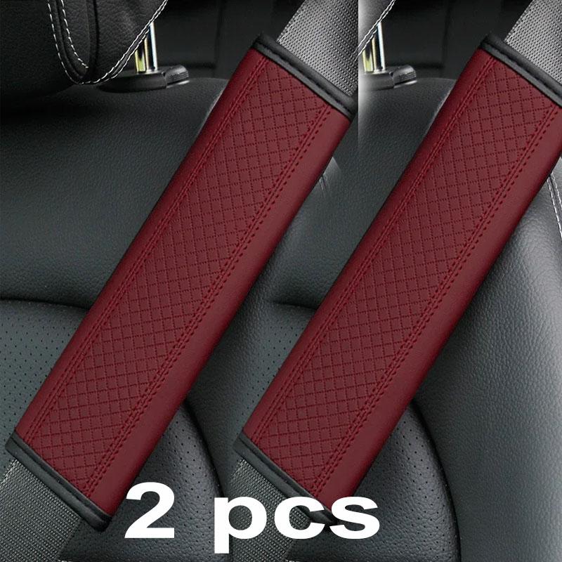 1/2Pcs PU Leather Car Seat Belt Shoulder Cover Embossed Safety Belt Protective Cover Comfortable Embroidered Auto Seatbelt Trim
