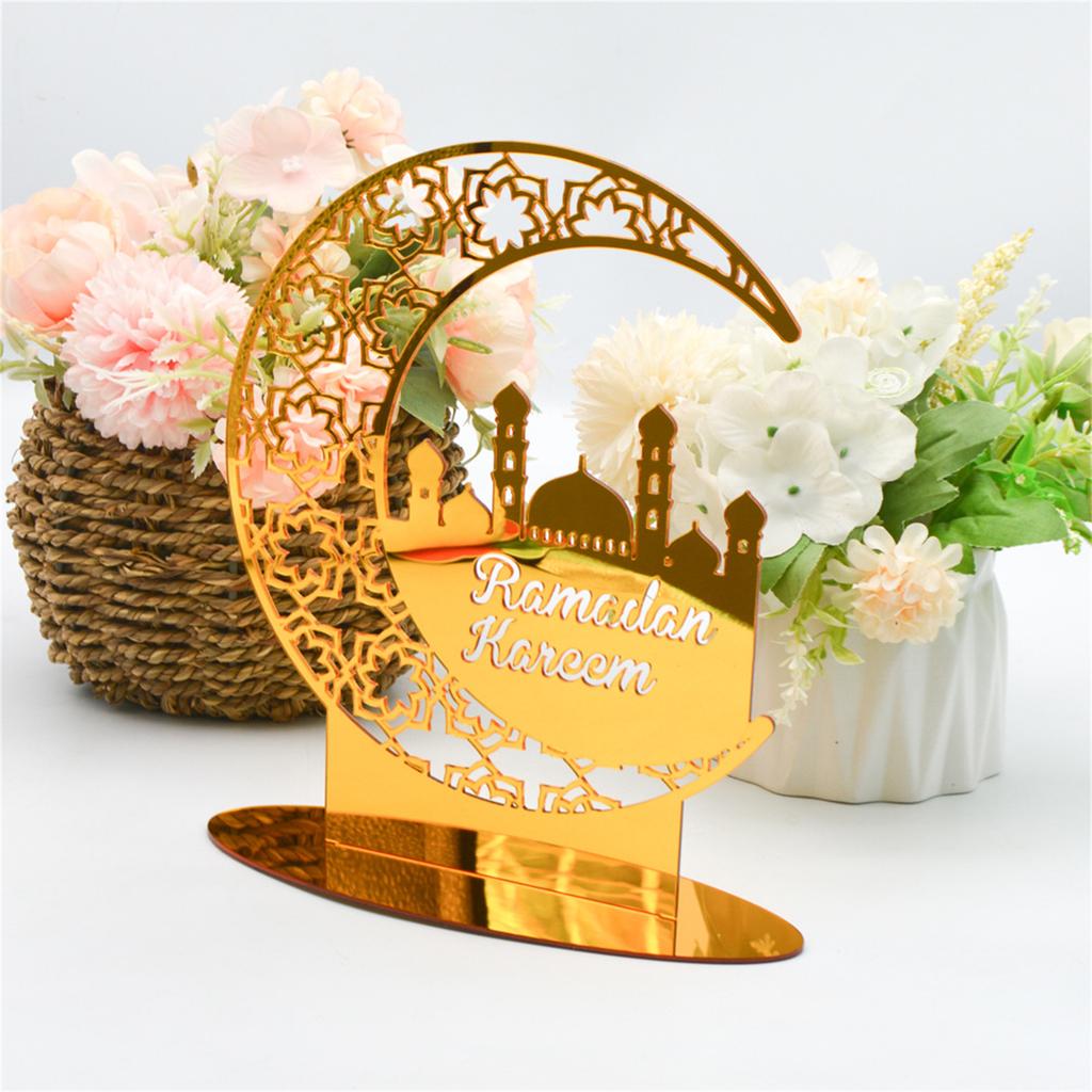 Stylish Acrylic Eid Desktop Ornament Eye-catching Festival Decoration Ramadan Tabletop Decor for Islam Muslim Families