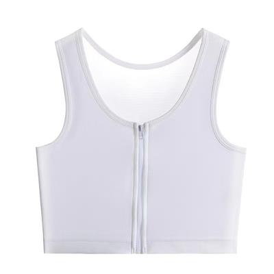 White Breathable Mesh Chest Binder With Front Zipper