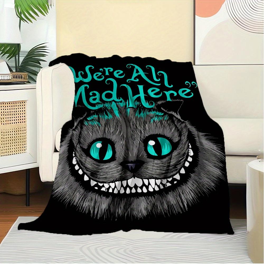 1pc Cheshire Cat,Mad Hatter,Wonderland Printed Flannel Blanket, Super Soft Plush Bed Cover, Four Seasons Quilt for Sofa, Bed, Office,71