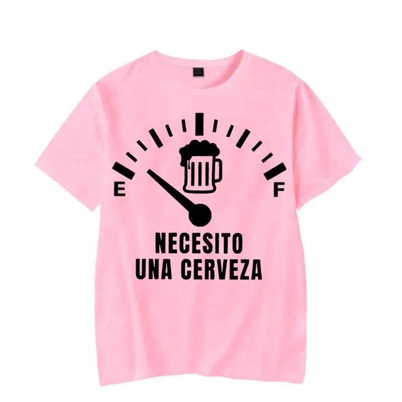 Men's Street T-shirt Necesito Una Cerveza Print Tops Tees Summer T Shirt Oversized Tee Shirt for Men Tshirt Clothing Unisex Tops