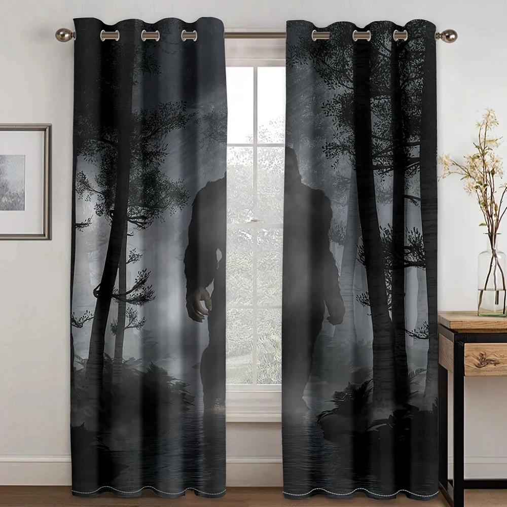 Noční Horor Zombie Vlk Python Medvěd Měsíc Vysoce Stínící Závěs Ložnice Obývací Pokoj Hotel Okenní Dekorace Zatemňovací 2 Panely