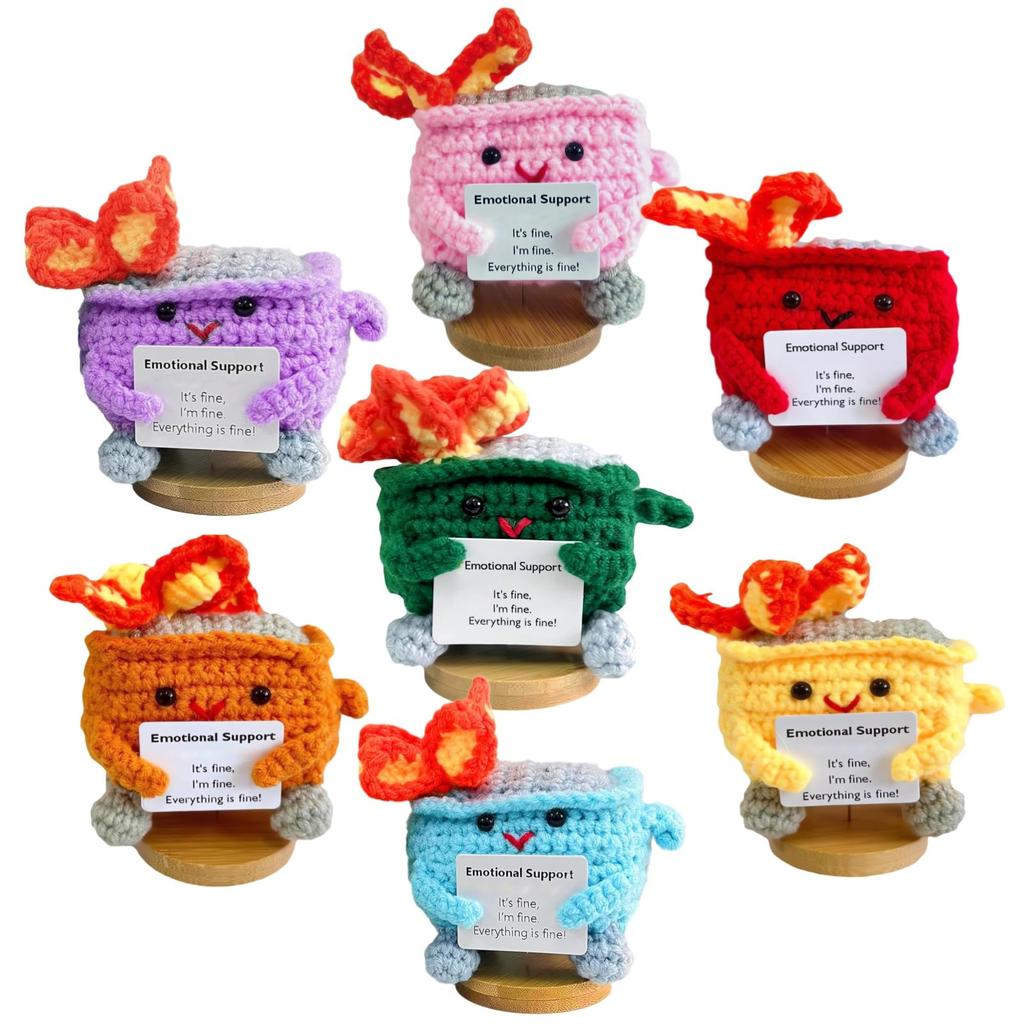 Emoční podpora Popelnice Oheň Panenka, Ručně Háčkovaný Emoční Podpora Popelnice Oheň Dárek, Rozkošná Háčkovaná Popelnice Oheň Pletací Hračka Dekorace na Stůl