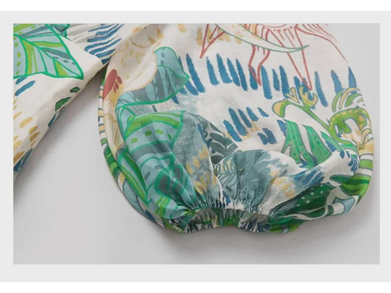 Elegantes 2024 Retro-Druckkleid mit Laternenärmeln für Damen