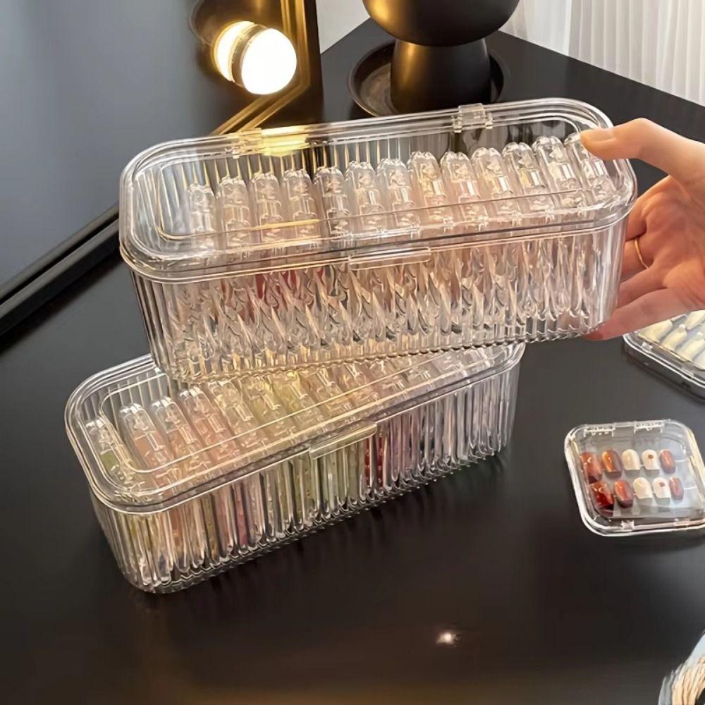 Clear Plastic Press on Nail Storage Box Sealed Bracelet Storage Cases  Travel Organizer
