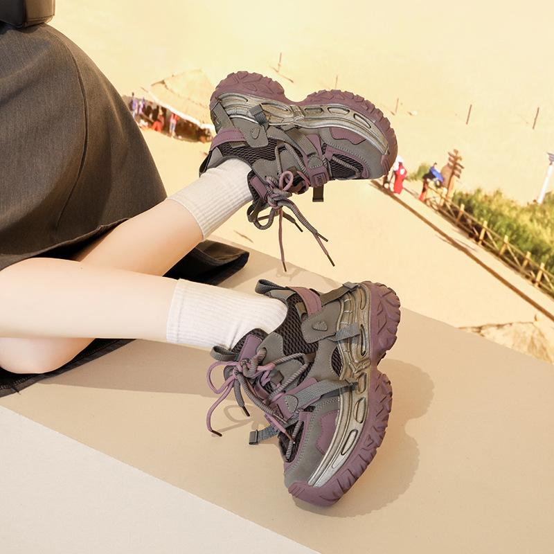 Retro Dad Shoes 2025 Spring New Shorty Music Sports and Leisure Trendy Shoes Thick Sole Inner Height Increase High Heels Women's Shoes