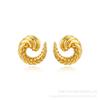 European-American Gold Stainless Steel Spiral Horn Pattern Stud Earrings - Elegant and Simple Design.