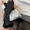 Bolsa de balde plissada com cordão para mulheres, moderna, grande capacidade, casual, bolsa de ombro versátil para mulheres