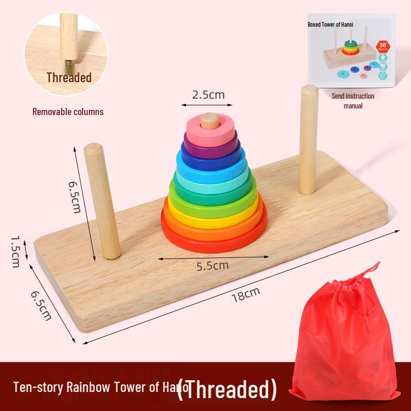

Ten-Layer Wooden Tower: Children s Educational Color Recognition & Assembly Toy