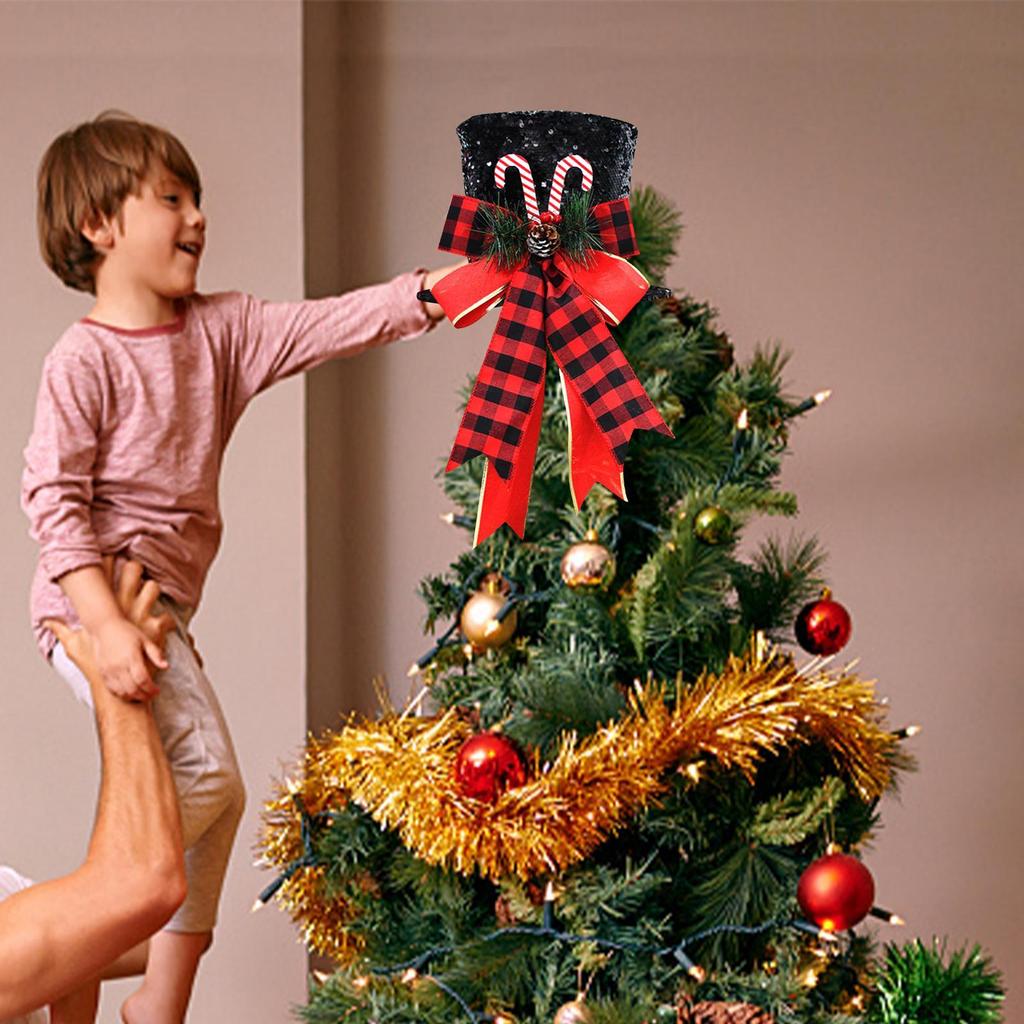 Candy Cane Tree Topper Sequins Candy Decorations Christmas Tree Top Hat For Indoor Outdoor Home Living Room Nursery