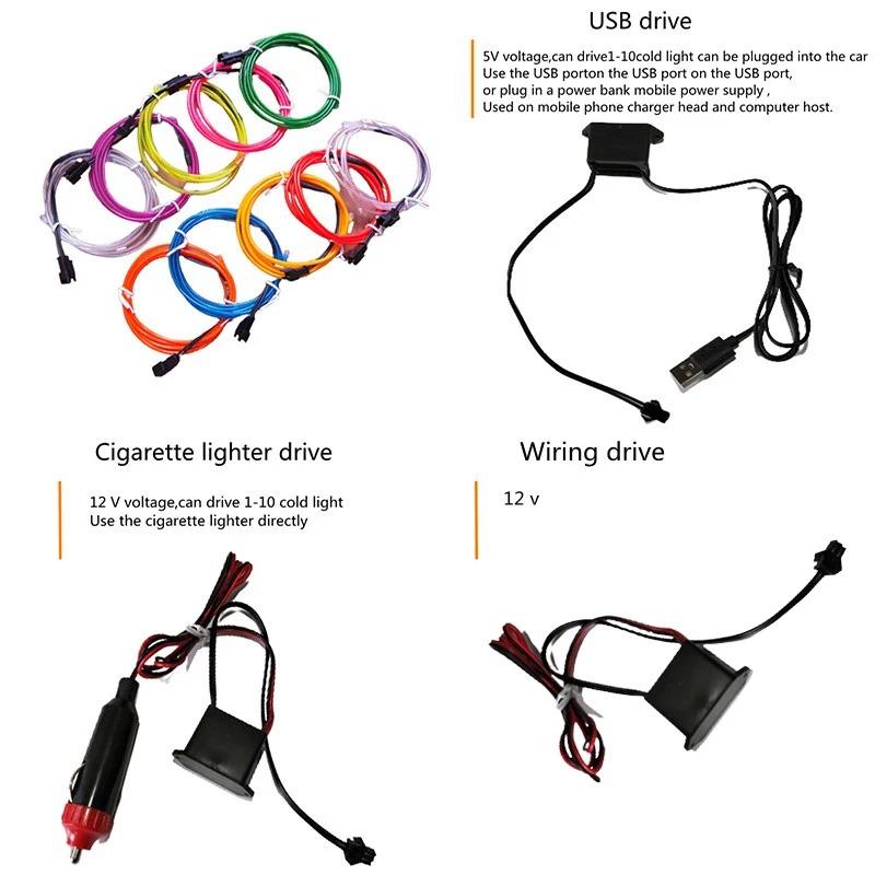 Wireless Automotive LED Ambient Light Strip, USB Powered Cold Light Interior Decor, No Wiring Needed for Car Center Control & Door Atmosphere Lighting