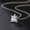 Ladies' Simple Square Pendant Necklace, Square Synthetic Zircon Inlay, Elegant Jewelry for Daily Wear Collarbone Chain, Birthday Gift