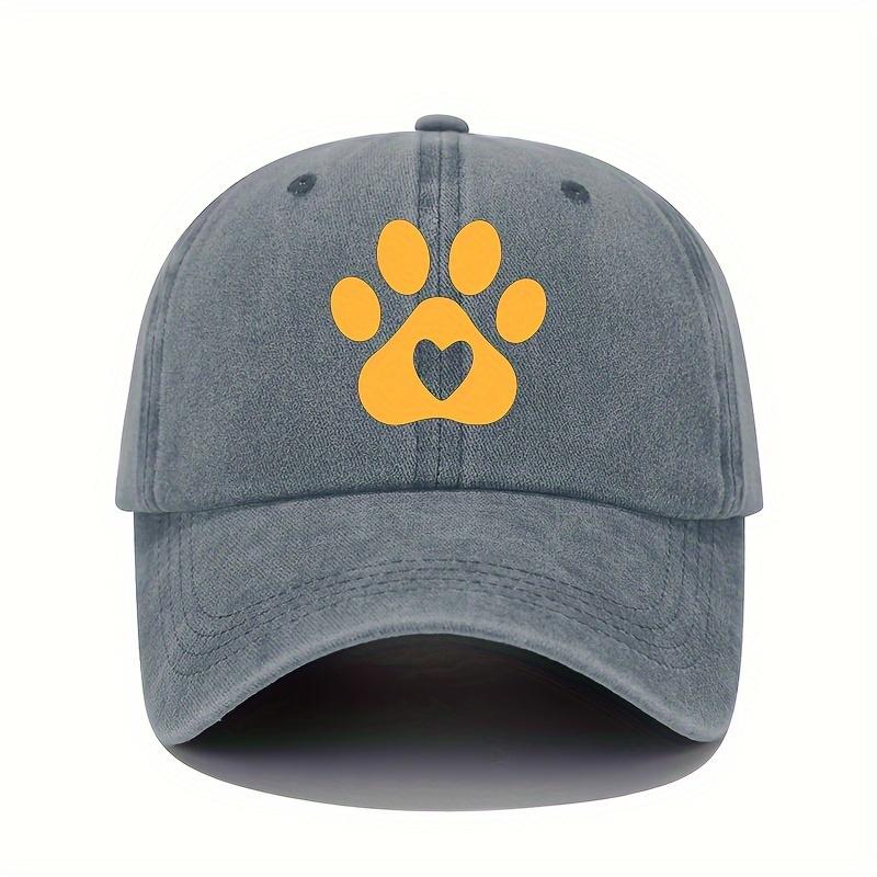 Retro Style Bear Paw and Heart-shaped Printed Baseball Cap - Women's Adjustable Lightweight Sun Protection Cap