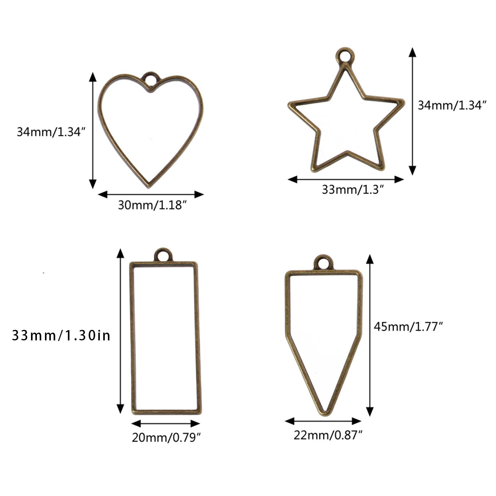 Metal Pendants Ancient Bronze Silver Geometric Ring Epoxy Pressed Flower Charms серебряный