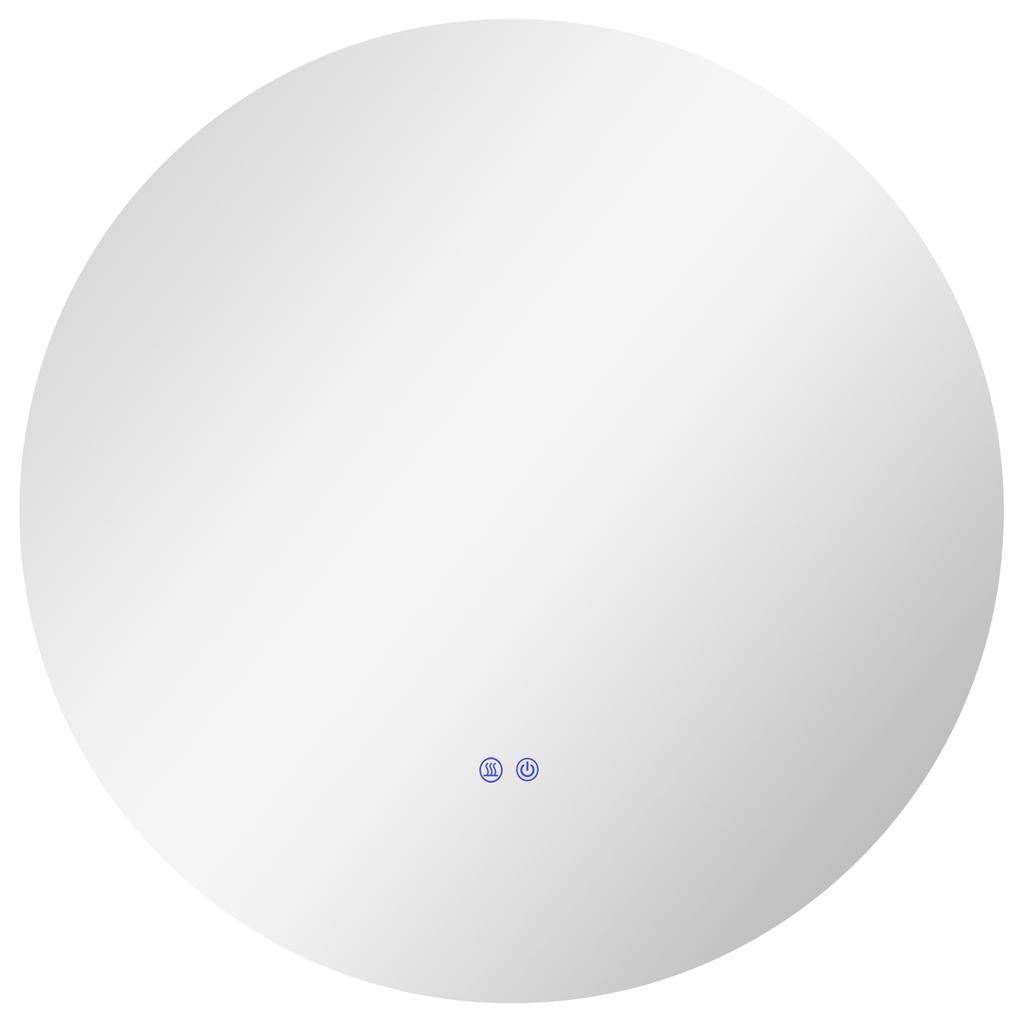 Round LED Illuminated Bathroom Mirror diameter 80 cm Wall-Mounted with Lighting Touch Switch Anti-Fog System