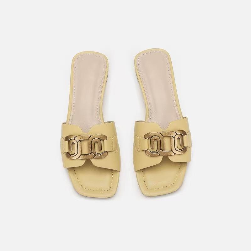 Slippers women's summer outer wear flat bottom new models new square head word